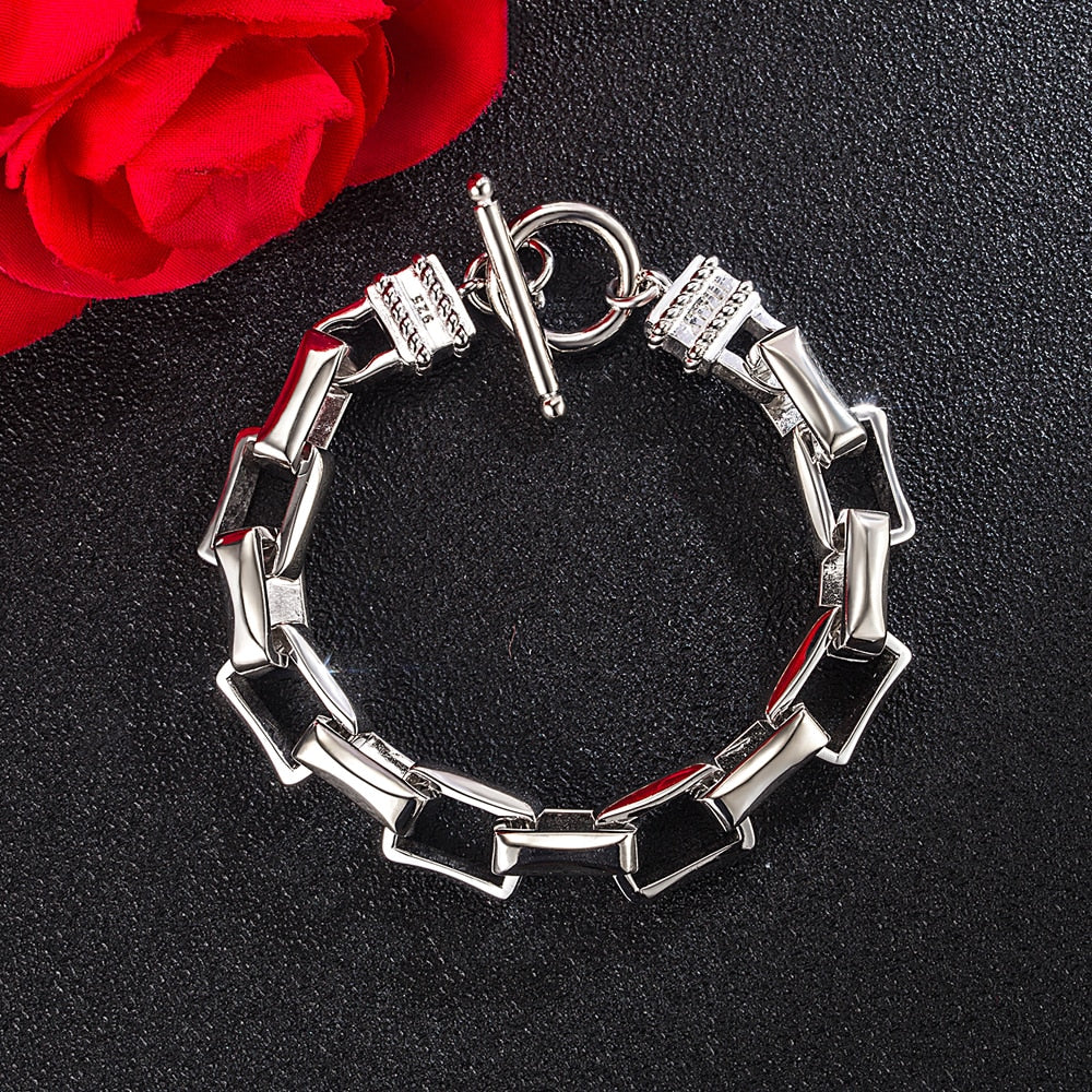 Mens heavy link 925 silver bracelet