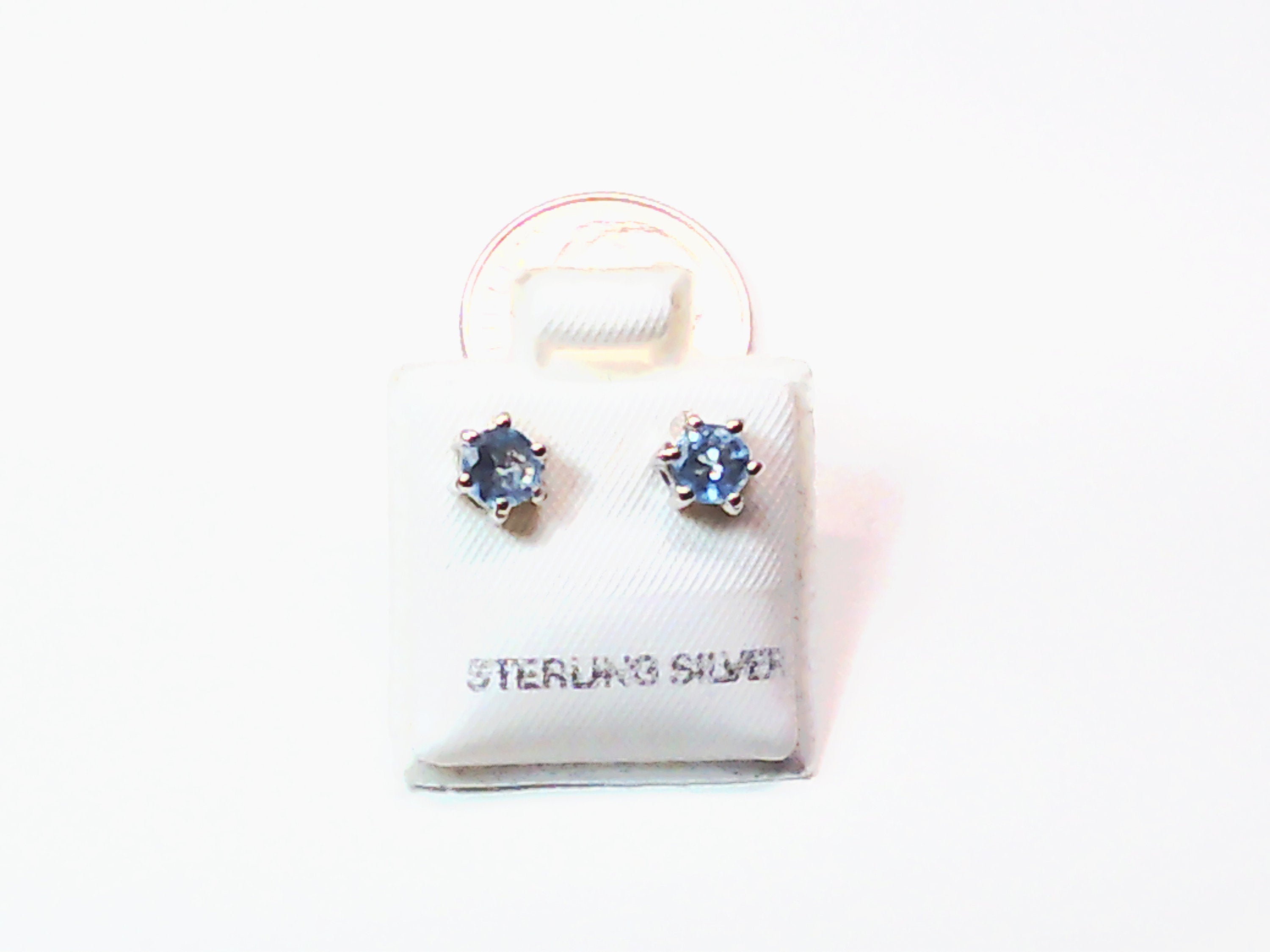 Birthstone genuine stones set in .925 silver stud earring