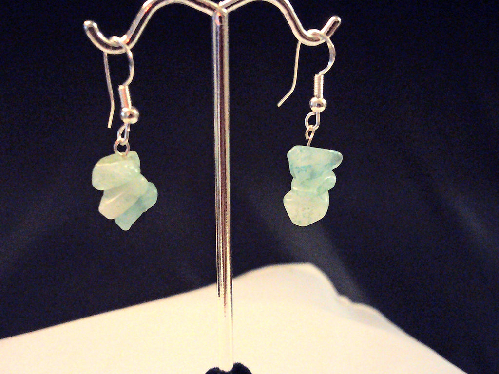 Sterling silver dangle earring handmade with genuine stone chips.
