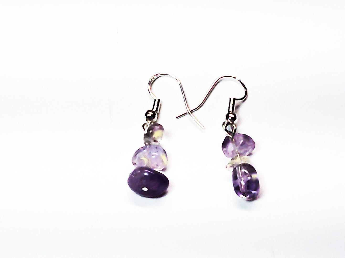 Sterling silver dangle earring handmade with genuine stone chips.