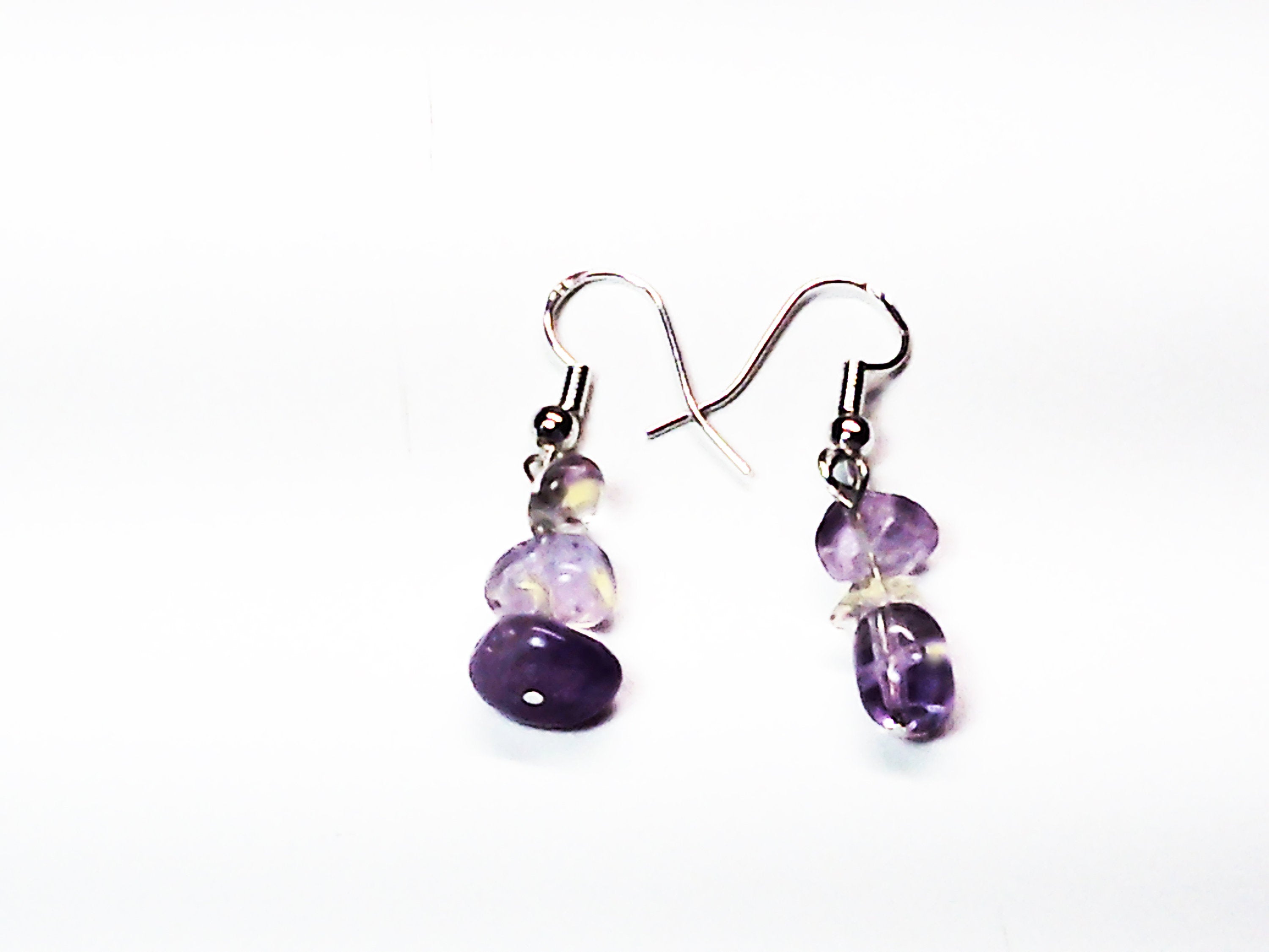 Sterling silver dangle earring handmade with genuine stone chips.