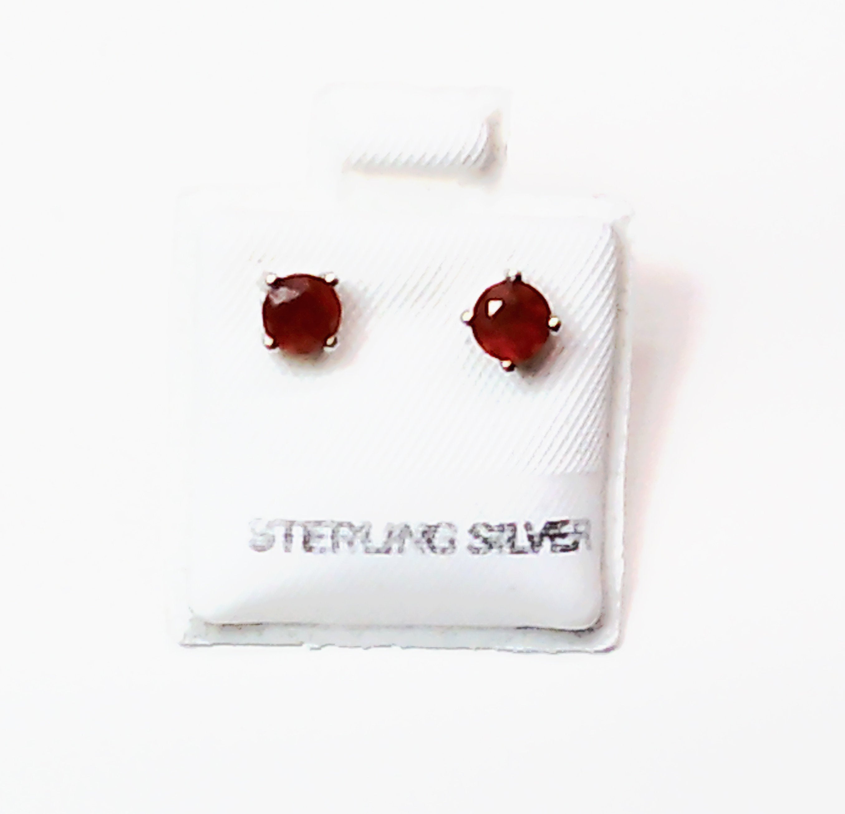 Birthstone genuine stones set in .925 silver stud earring