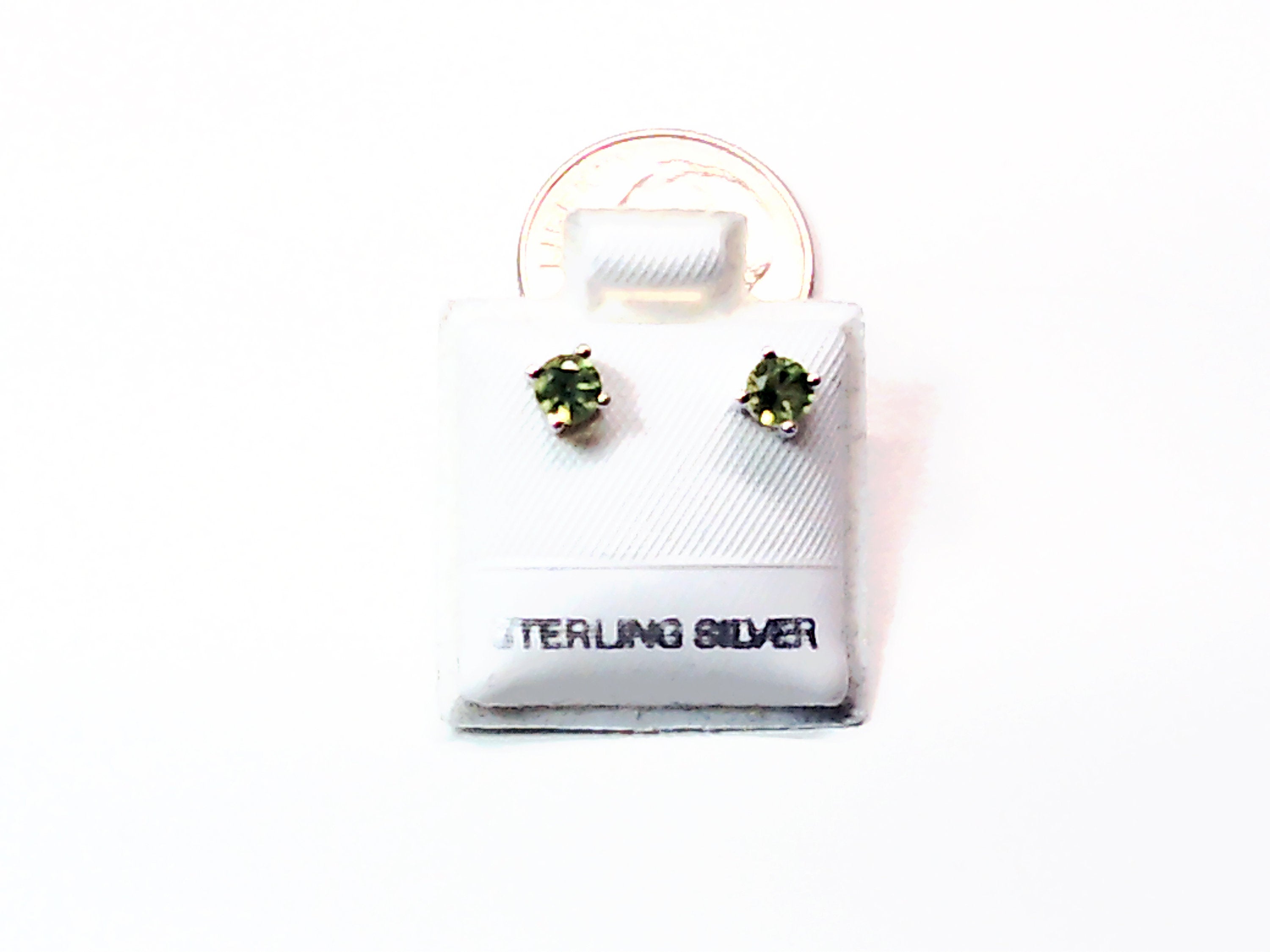 Birthstone genuine stones set in .925 silver stud earring