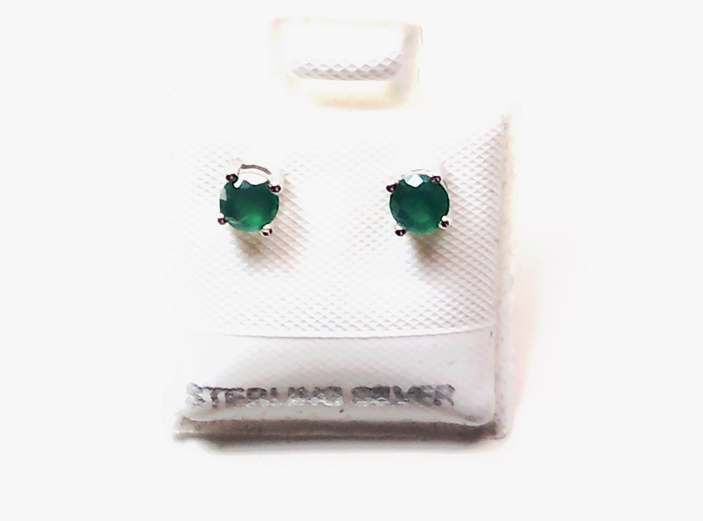 Birthstone genuine stones set in .925 silver stud earring