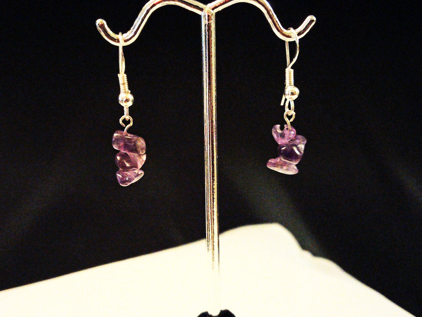 Sterling silver dangle earring handmade with genuine stone chips.