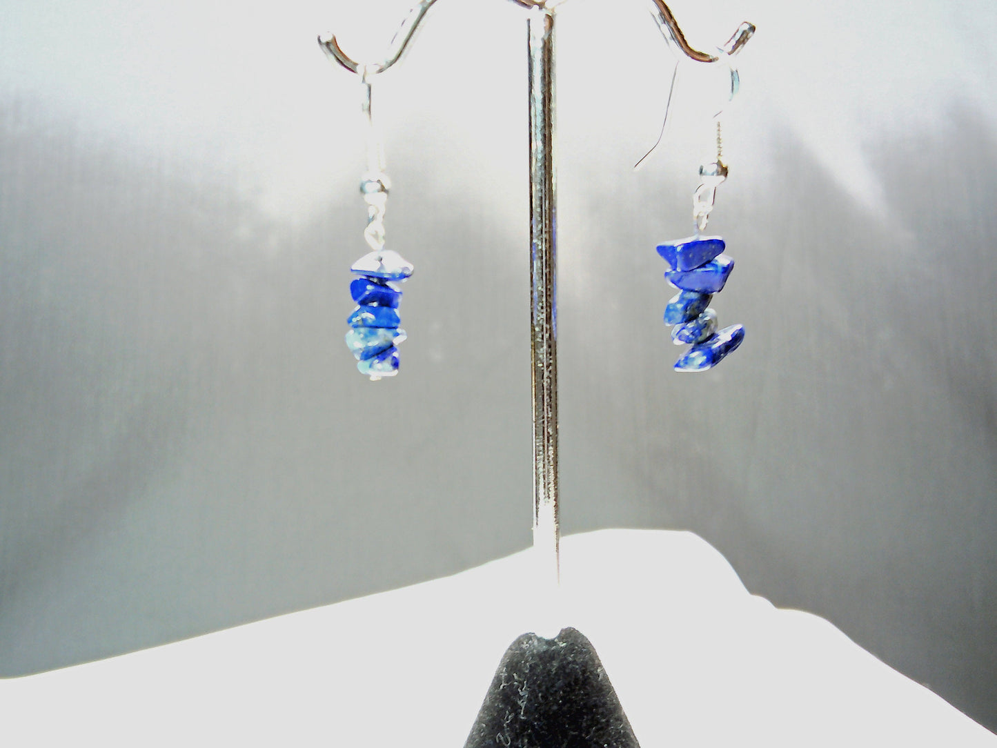 Sterling silver dangle earring handmade with genuine stone chips.