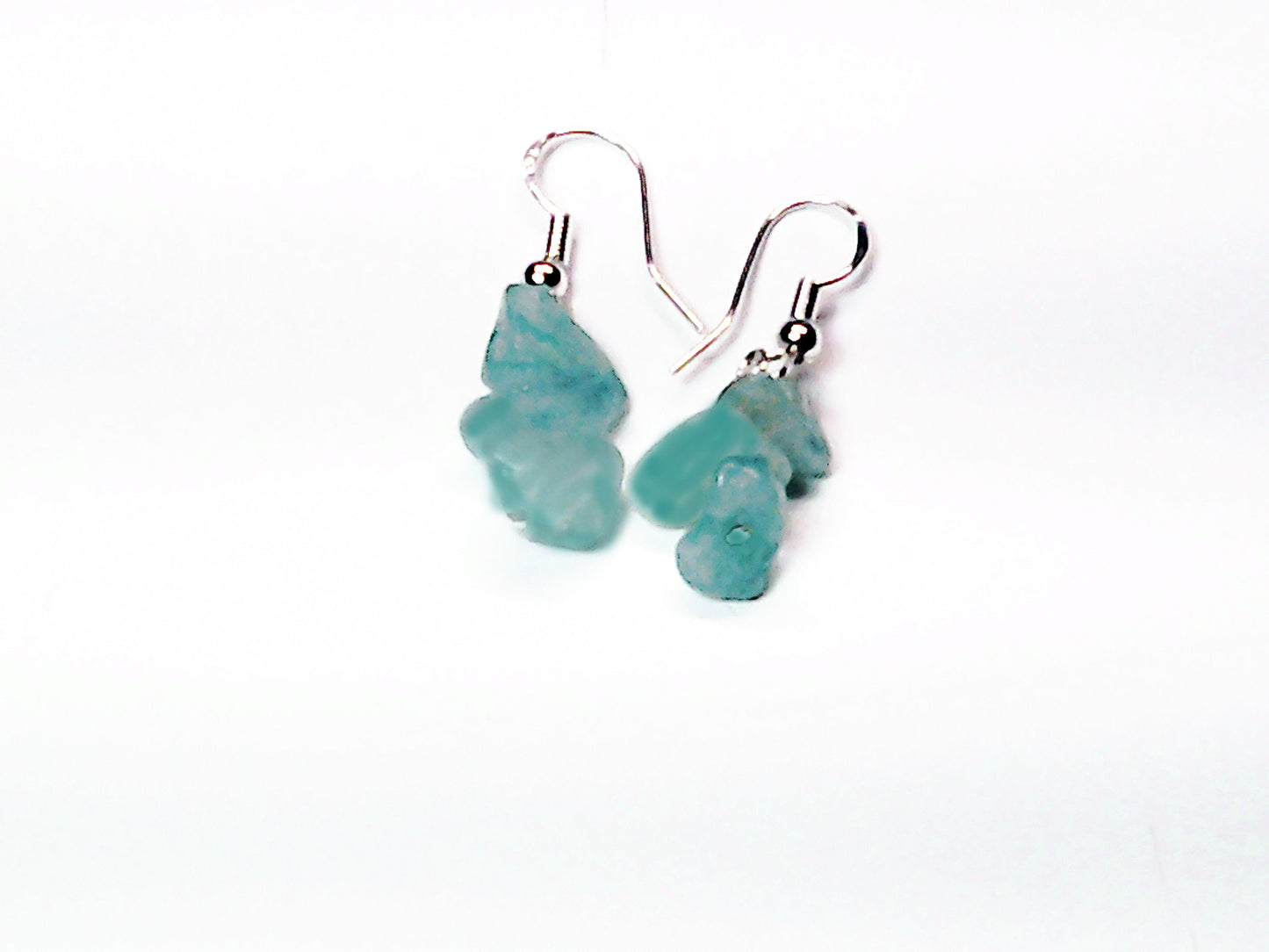 Sterling silver dangle earring handmade with genuine stone chips.