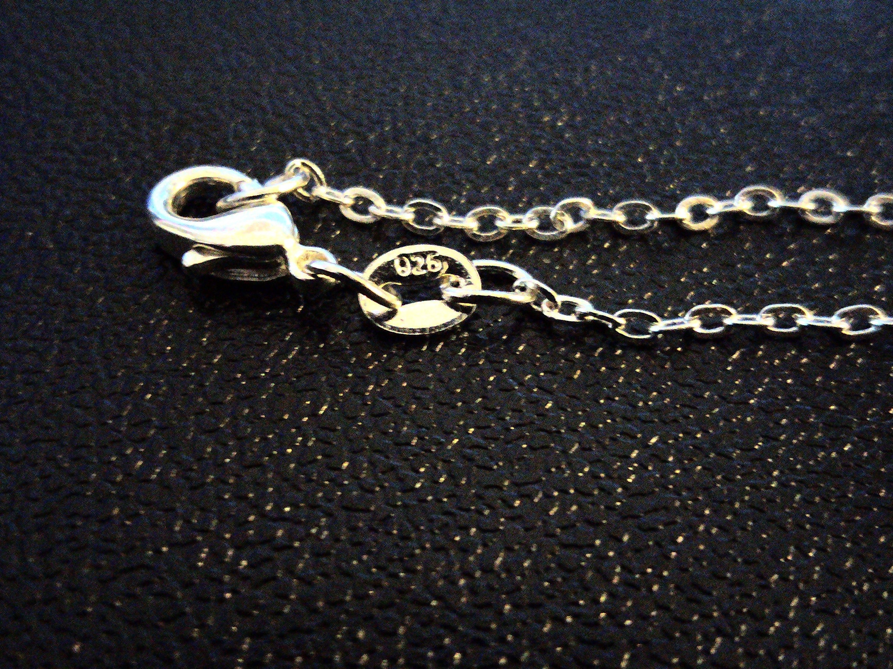 Genuine dalmation spot-black onyx beads with 100% .925 sterling silver necklace chain