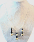 Genuine dalmation spot-black onyx beads with 100% .925 sterling silver necklace chain