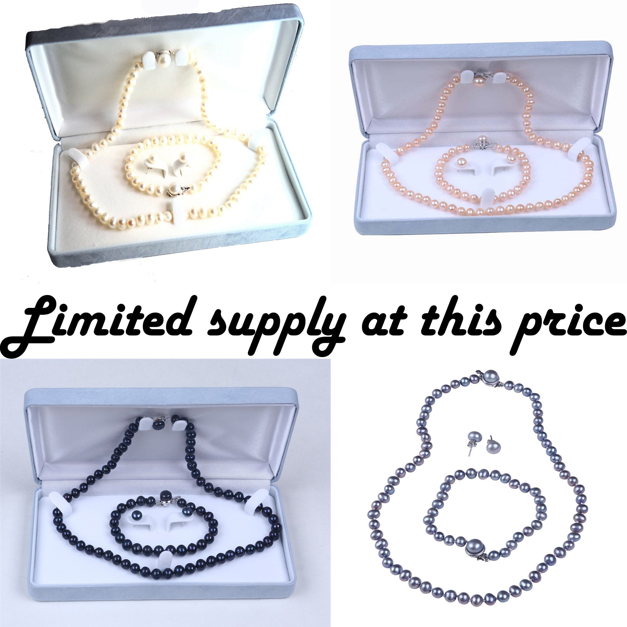 Excellent quality 3 piece freshwater pearl set in elegant gift box