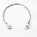 sterling silver mesh bracelet with genuine fresh water pearls
