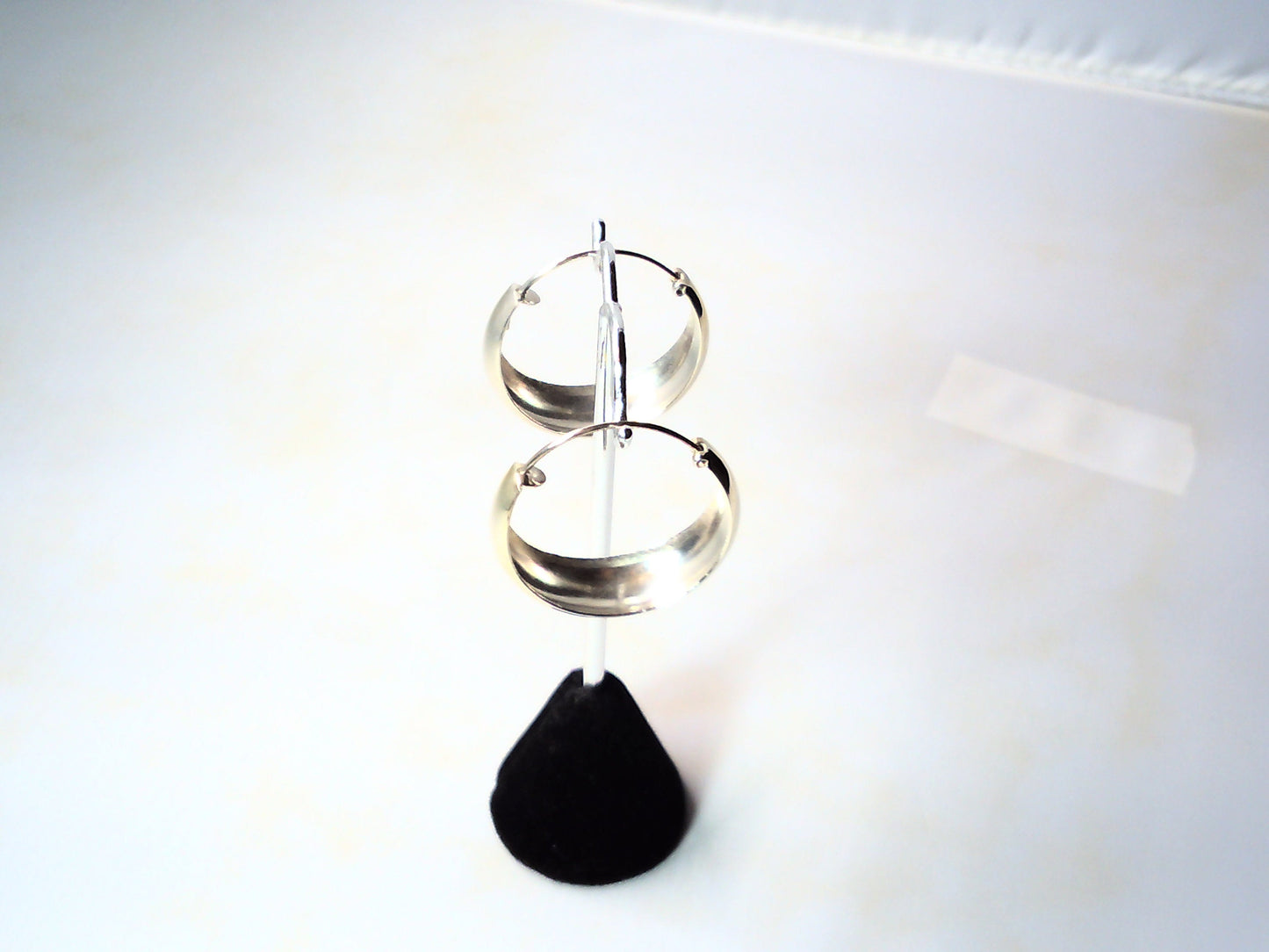 Chic large 30 mm sterling silver tapered hoop earring band