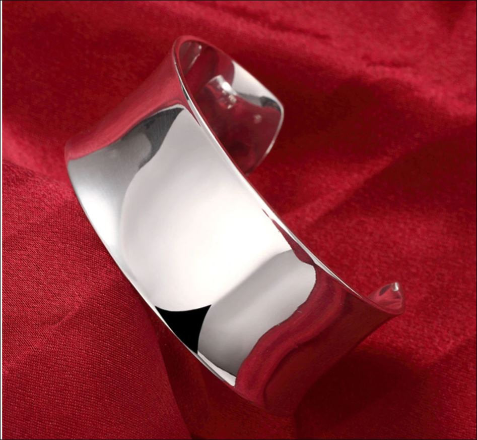 925 Silver open cuff bracelet highly polished