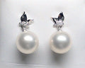 14K White Gold and diamond Pearl Earrings