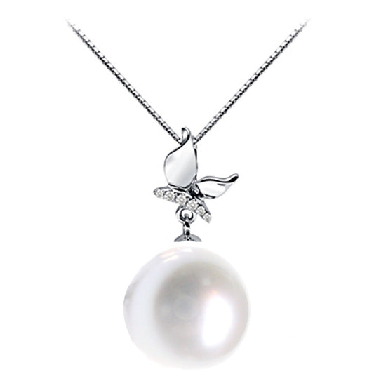 Freshwater Pearl and Diamond pendant 14K