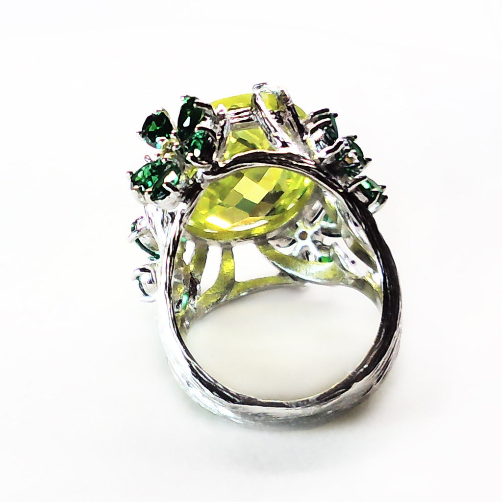Womens sterling silver Flower ring handmade