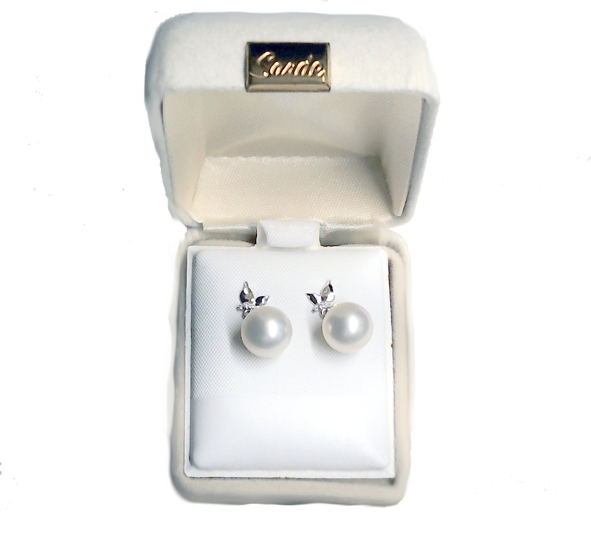 14K White Gold and diamond Pearl Earrings