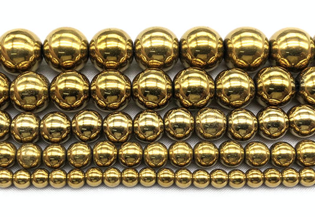 Hematite gold bead