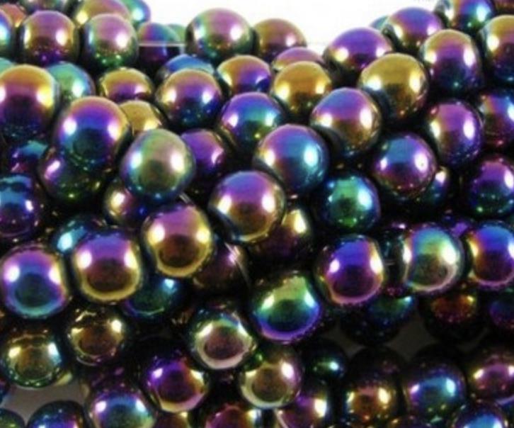 Hematite Multi Colored Beads-20 pkg