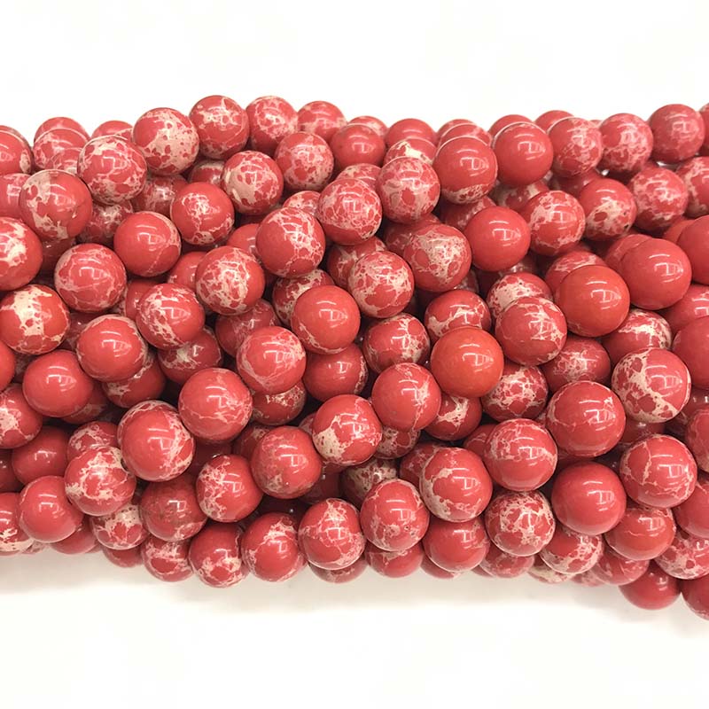 Impression jasper bead Red