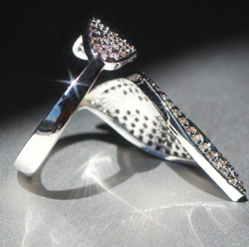 Adjustable leave Princess Cut 5.7 CT White Zircon womens ring