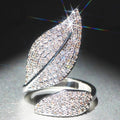 Adjustable leave Princess Cut 5.7 CT White Zircon womens ring