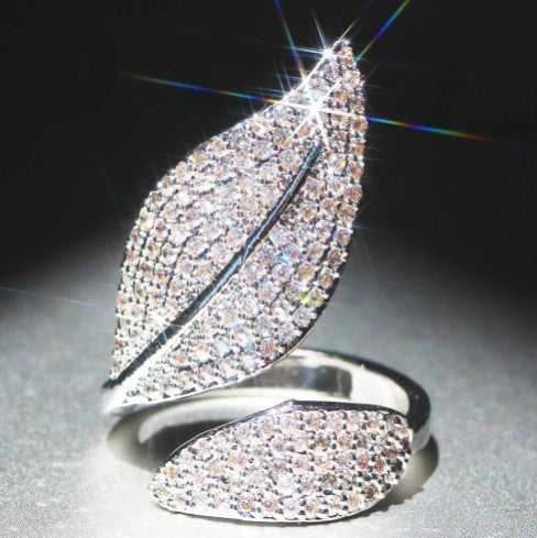 Adjustable leave Princess Cut 5.7 CT White Zircon womens ring